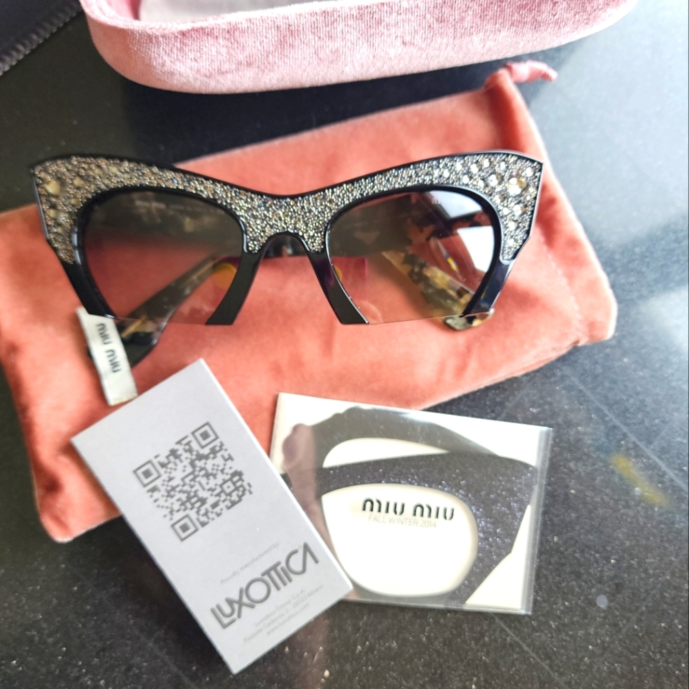 GUC Miu Miu Rasoir Crystal Embelished Sunglasses